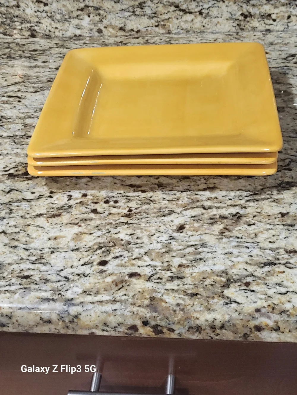 JCPenney Home Collection Marygold Square Dinner Plates Set of 3 Yellow 10.5